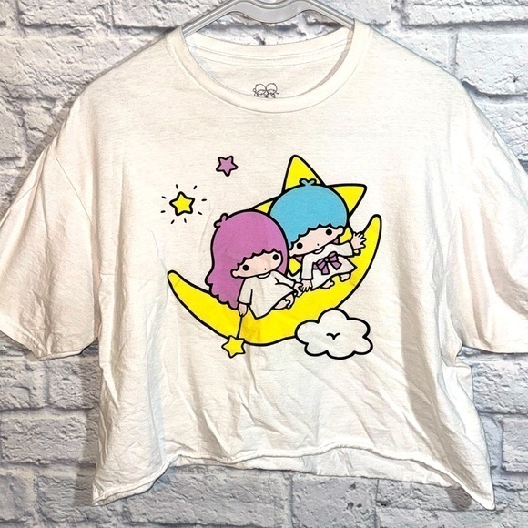 Little Twin Stars Sanrio Bioworld Raw Hem Crop Top Cosplay Graphic Tee Shirt - Picture 1 of 8